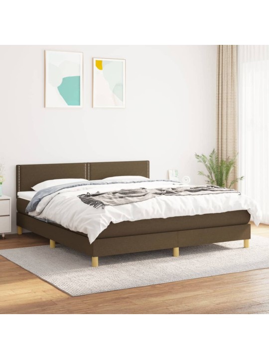 Box spring postel s matrací tmavě hnědá 180x200 cm textil