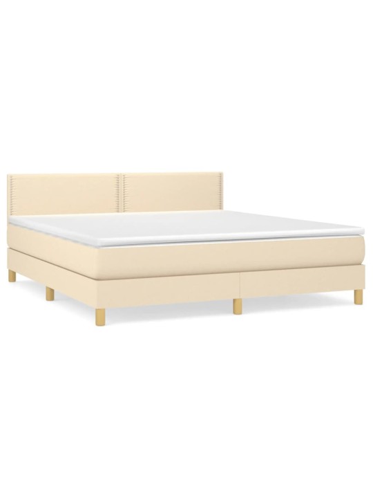 Box spring postel s matrací krémová 180x200 cm textil