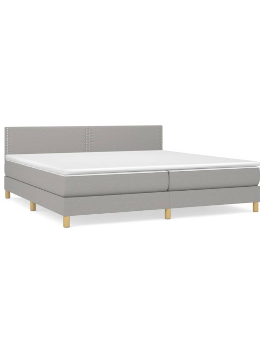 Box spring postel s matrací světle šedá 200 x 200 cm textil