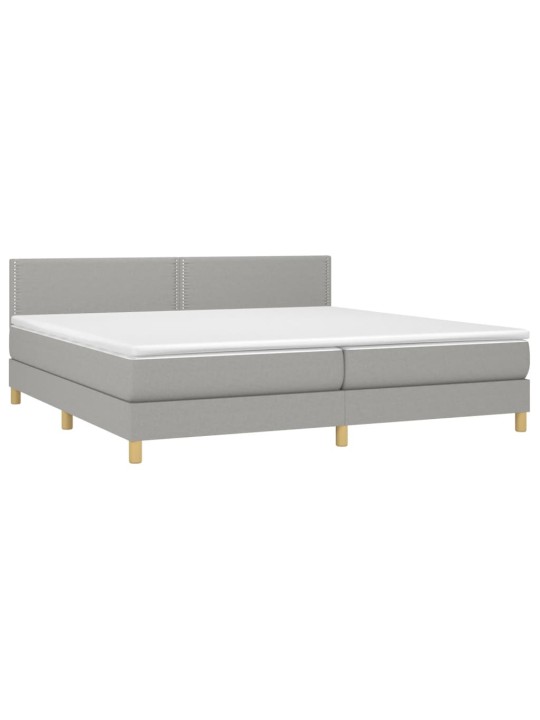 Box spring postel s matrací světle šedá 200 x 200 cm textil