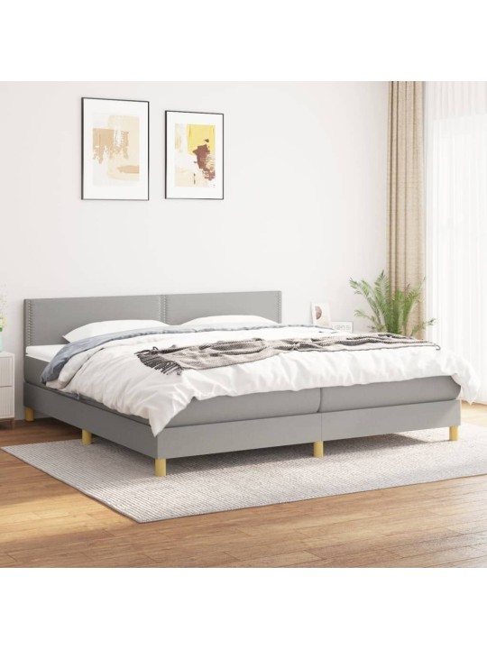 Box spring postel s matrací světle šedá 200 x 200 cm textil