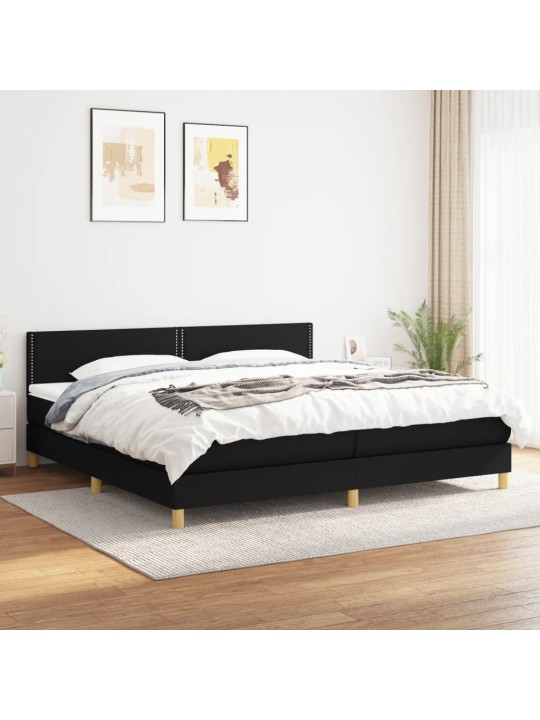 Box spring postel s matrací černá 200x200 cm textil