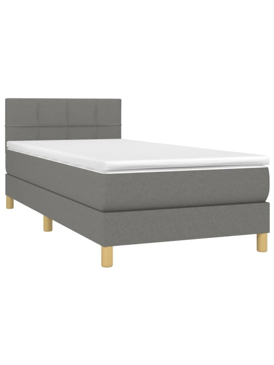 Box spring postel s matrací tmavě šedá 80 x 200 cm textil