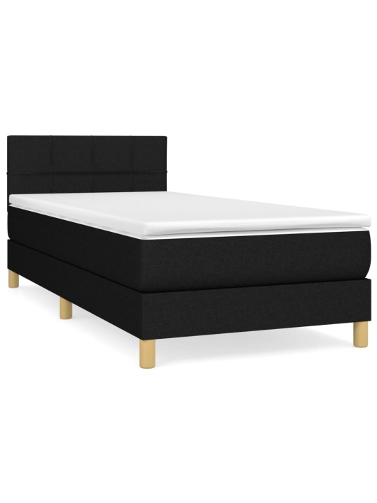 Box spring postel s matrací černá 100 x 200 cm textil