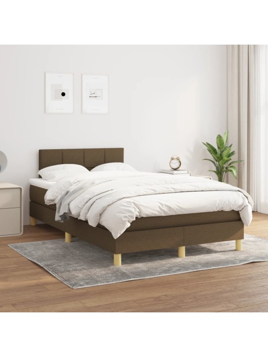 Box spring postel s matrací tmavě hnědá 120x200 cm textil