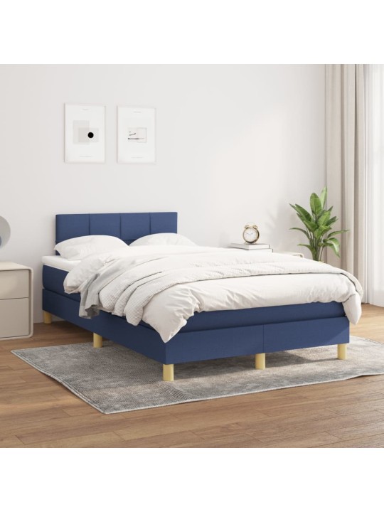 Box spring postel s matrací modrá 120x200 cm textil