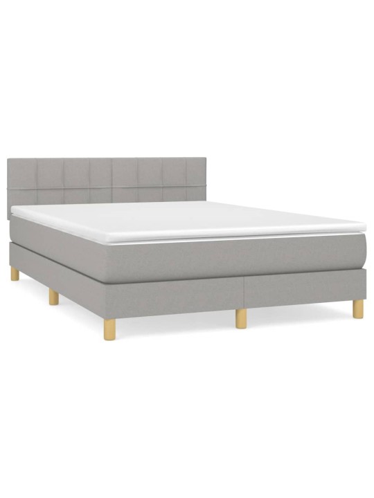 Box spring postel s matrací světle šedá 140 x 190 cm textil