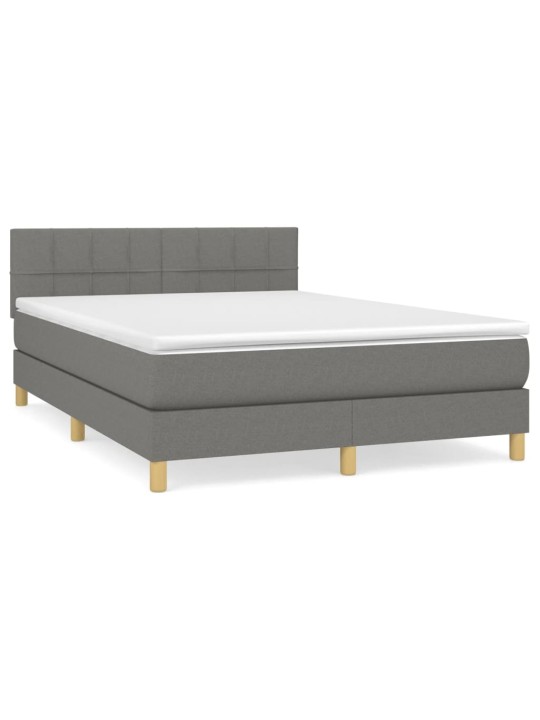Box spring postel s matrací tmavě šedý 140 x 190 cm textil
