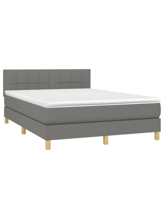 Box spring postel s matrací tmavě šedý 140 x 190 cm textil