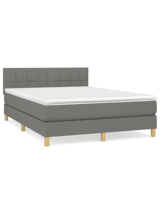 Box spring postel s matrací tmavě šedá 140x200 cm textil