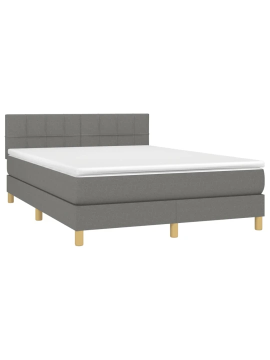 Box spring postel s matrací tmavě šedá 140x200 cm textil