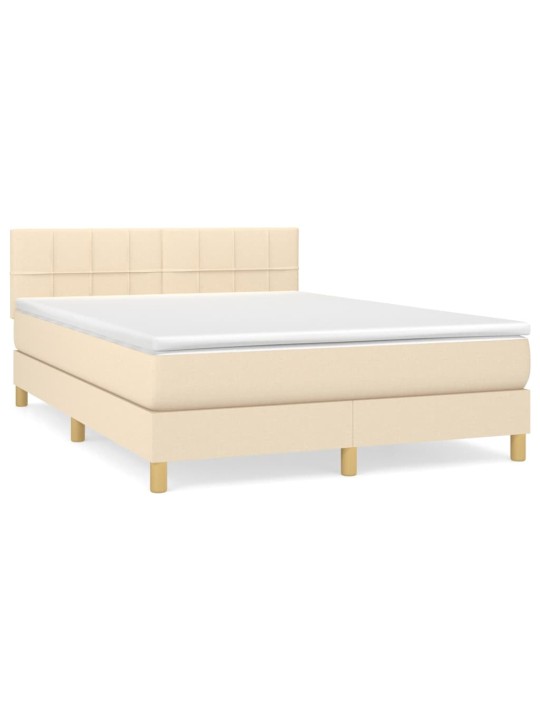 Box spring postel s matrací krémová 140x200 cm textil