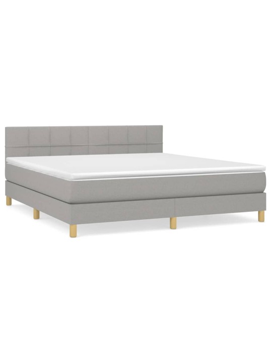 Box spring postel s matrací světle šedá 160 x 200 cm textil