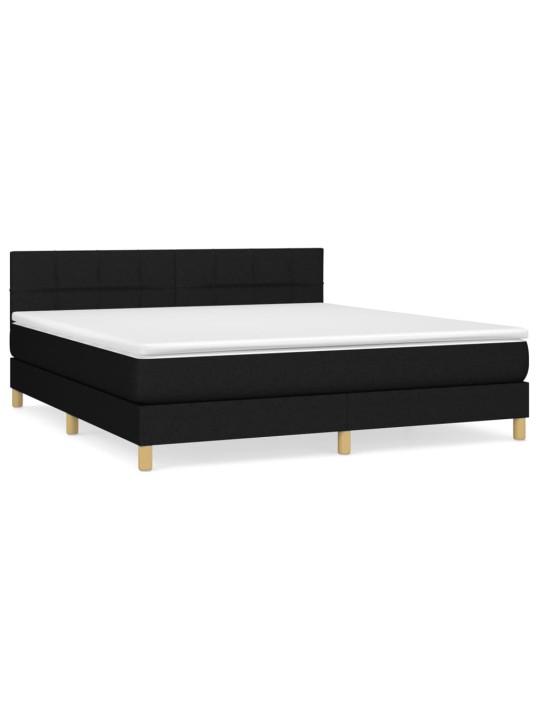 Box spring postel s matrací černá 160x200 cm textil