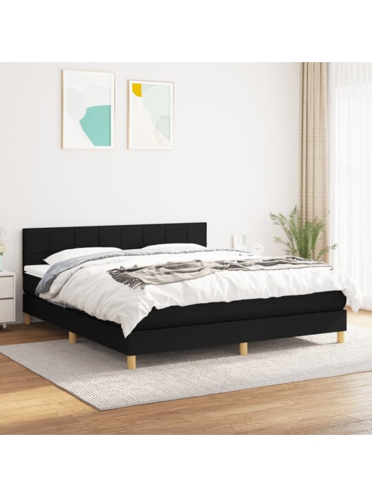 Box spring postel s matrací černá 160x200 cm textil