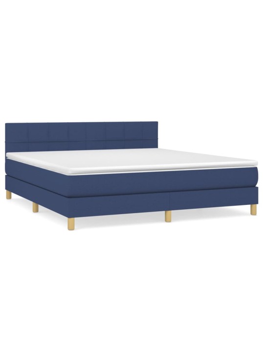 Box spring postel s matrací modrá 160x200 cm textil