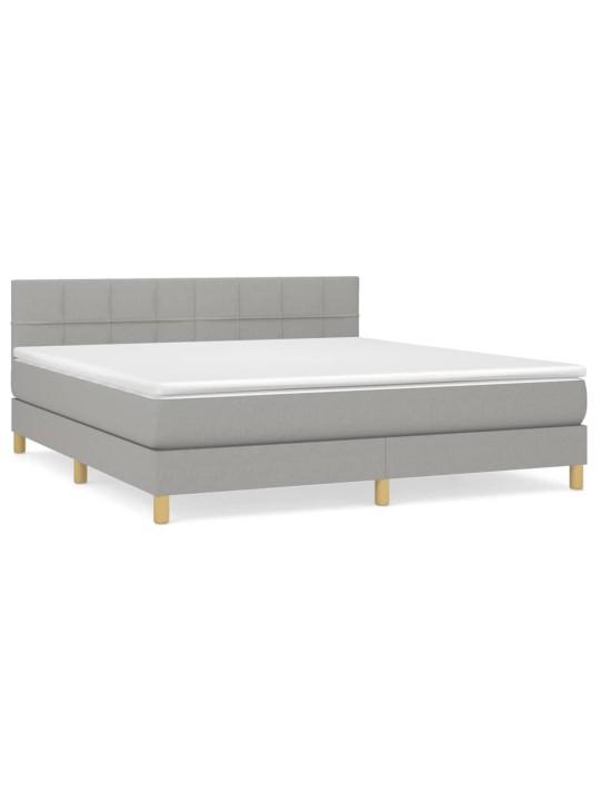 Box spring postel s matrací světle šedá 180 x 200 cm textil