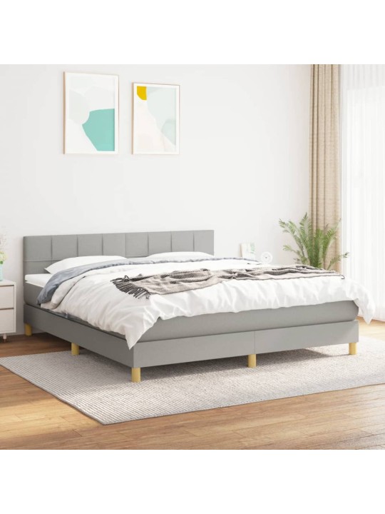 Box spring postel s matrací světle šedá 180 x 200 cm textil