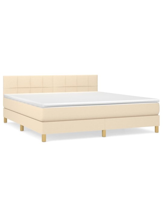 Box spring postel s matrací krémová 180x200 cm textil