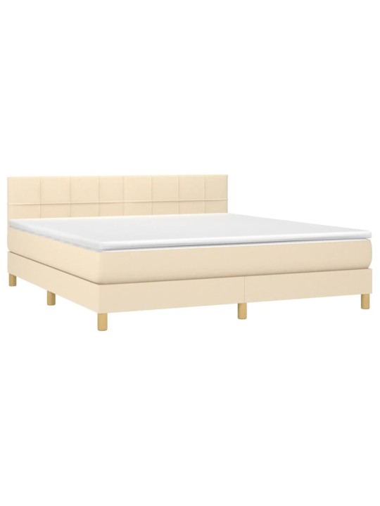 Box spring postel s matrací krémová 180x200 cm textil