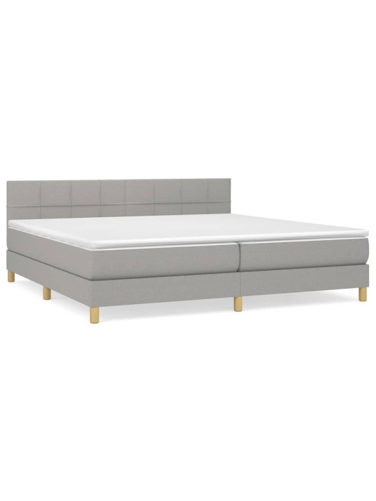 Box spring postel s matrací světle šedá 200 x 200 cm textil