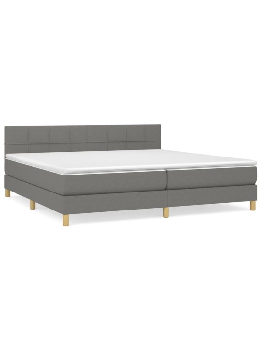 Box spring postel s matrací tmavě šedá 200x200 cm textil