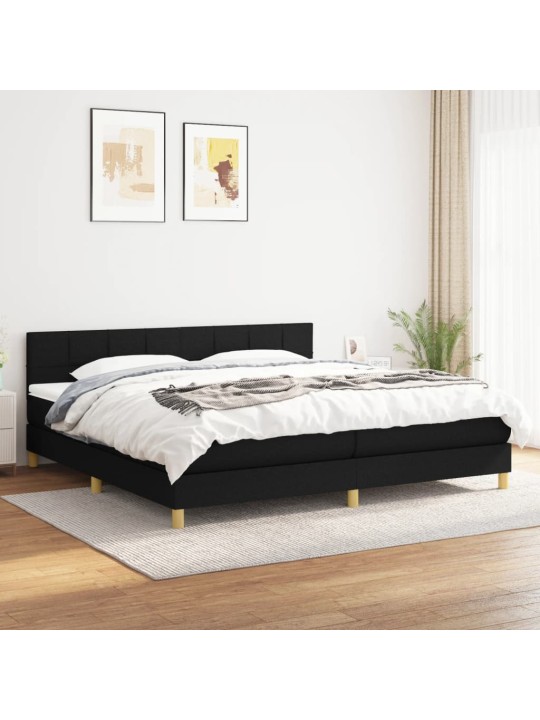 Box spring postel s matrací černá 200x200 cm textil