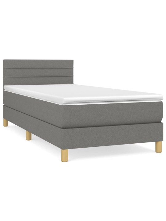 Box spring postel s matrací tmavě šedá 90x200 cm textil