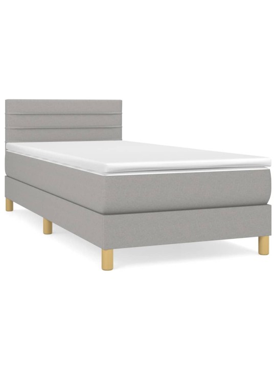 Box spring postel s matrací světle šedý 100 x 200 cm textil
