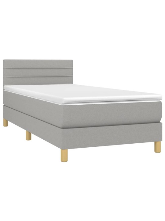 Box spring postel s matrací světle šedý 100 x 200 cm textil