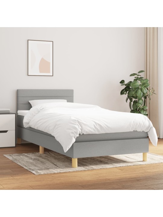 Box spring postel s matrací světle šedý 100 x 200 cm textil