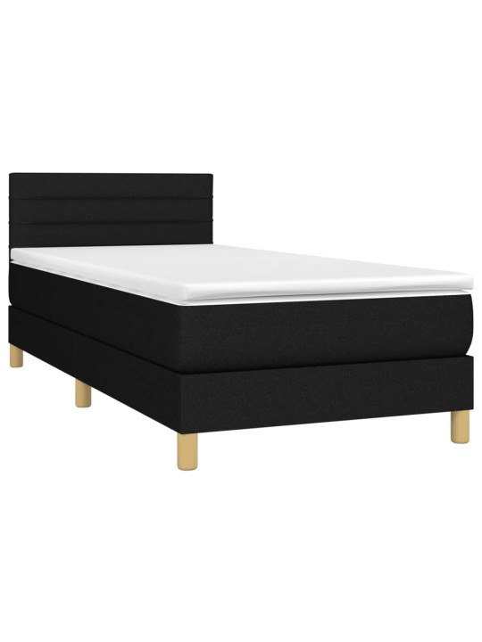 Box spring postel s matrací černá 100 x 200 cm textil