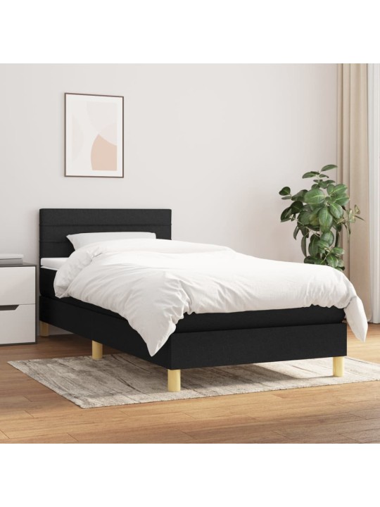 Box spring postel s matrací černá 100 x 200 cm textil