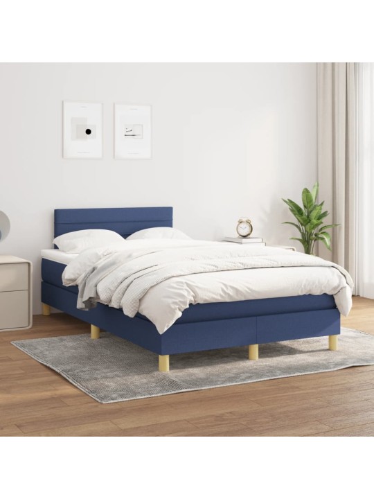 Box spring postel s matrací modrá 120x200 cm textil