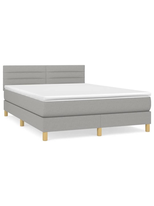 Box spring postel s matrací světle šedá 140 x 190 cm textil