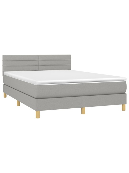 Box spring postel s matrací světle šedá 140 x 190 cm textil