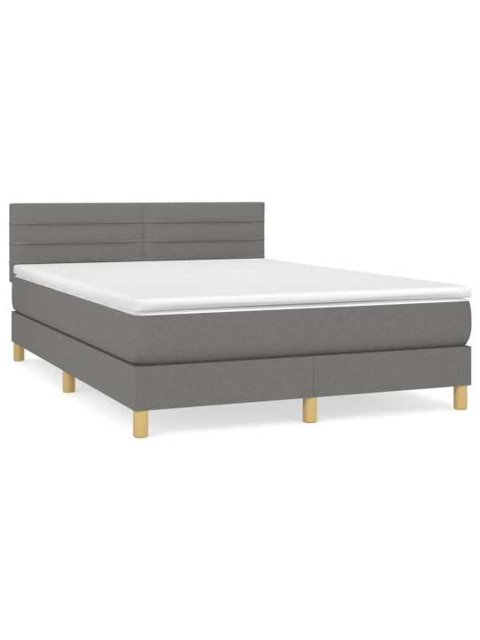 Box spring postel s matrací tmavě šedý 140 x 190 cm textil