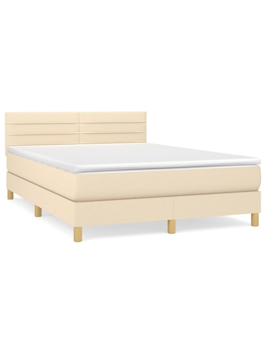Box spring postel s matrací krémová 140x190 cm textil