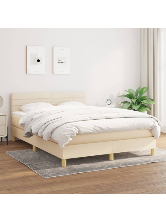 Box spring postel s matrací krémová 140x190 cm textil