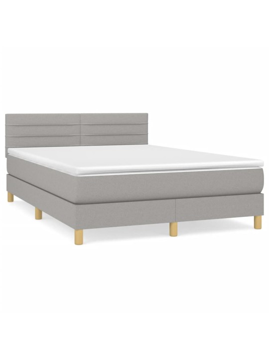 Box spring postel s matrací světle šedá 140 x 200 cm textil