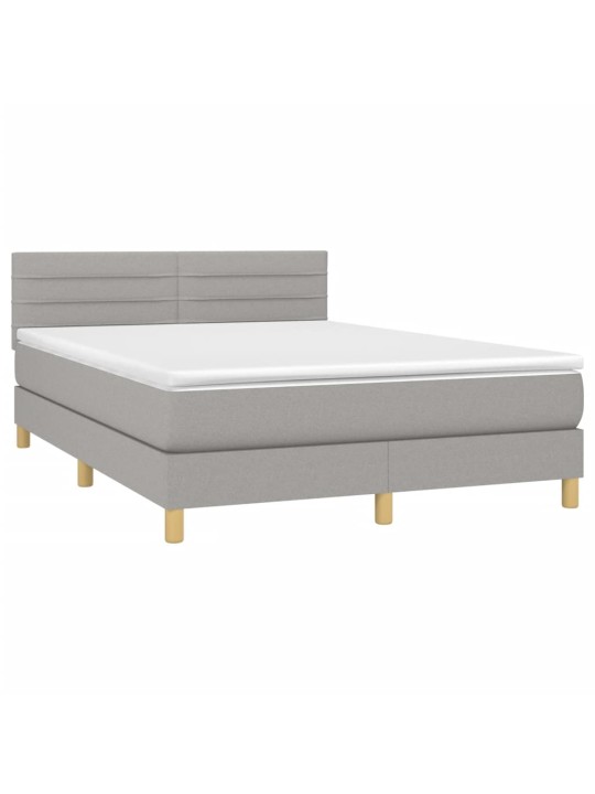 Box spring postel s matrací světle šedá 140 x 200 cm textil