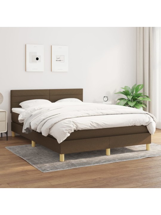 Box spring postel s matrací tmavě hnědá 140x200 cm textil