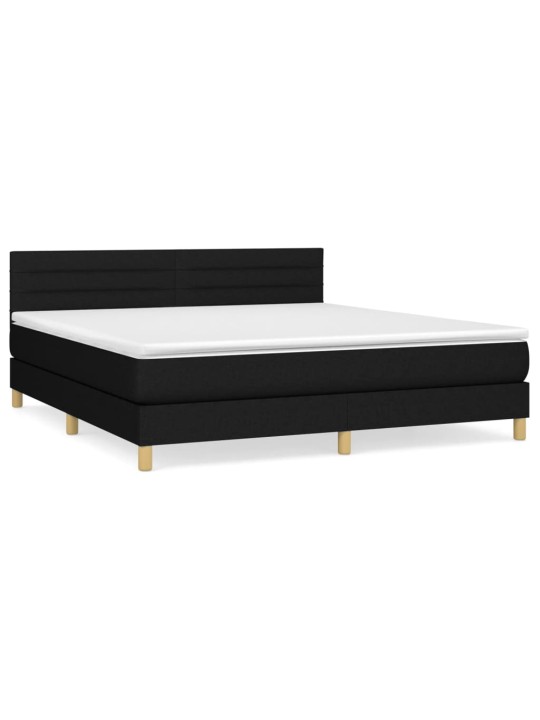 Box spring postel s matrací černá 160x200 cm textil