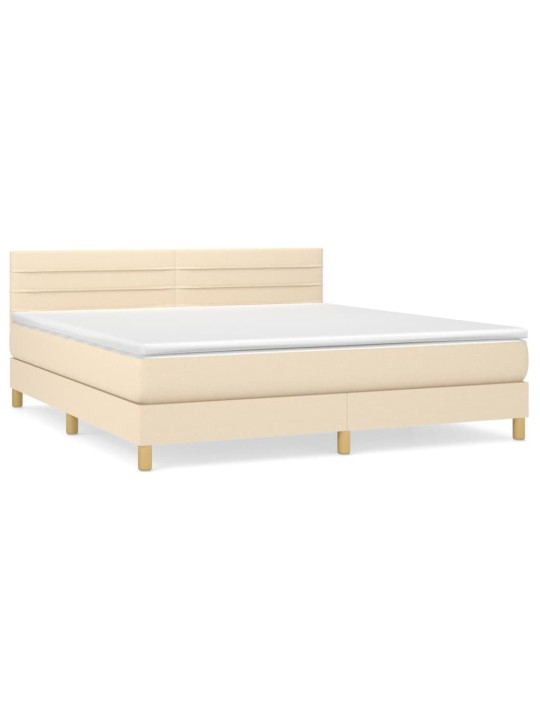 Box spring postel s matrací krémová 160x200 cm textil