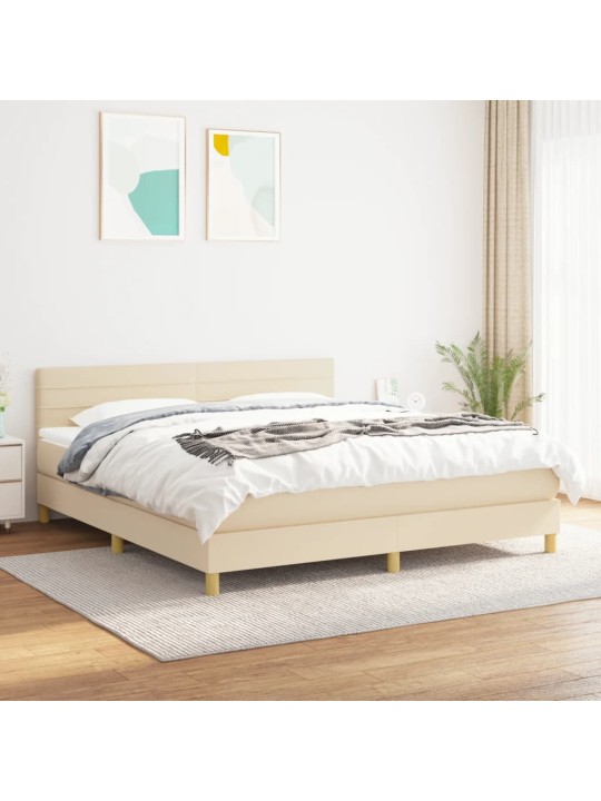 Box spring postel s matrací krémová 160x200 cm textil