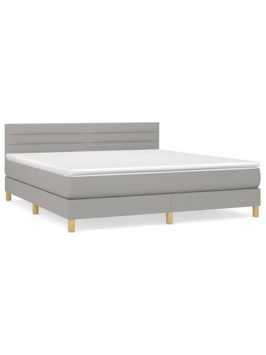 Box spring postel s matrací světle šedá 180 x 200 cm textil