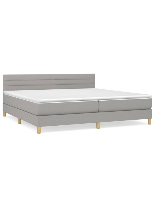 Box spring postel s matrací světle šedá 200 x 200 cm textil