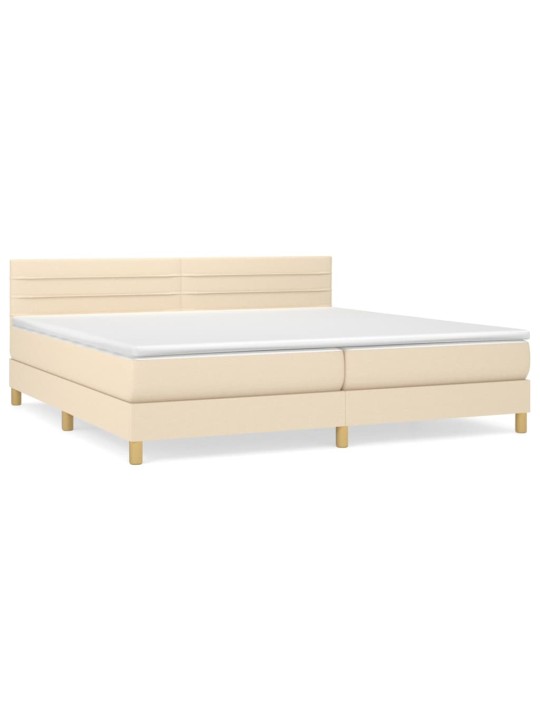 Box spring postel s matrací krémová 200x200 cm textil
