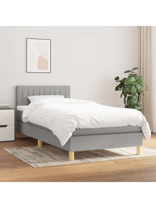 Box spring postel s matrací světle šedá 80 x 200 cm textil