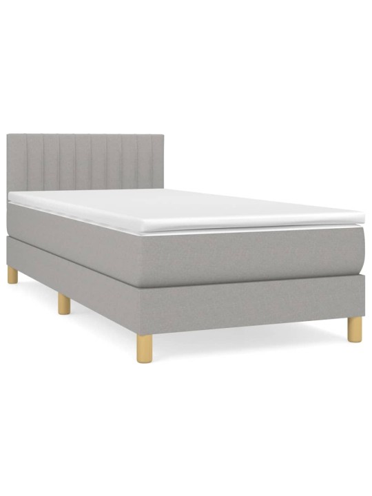 Box spring postel s matrací světle šedý 100 x 200 cm textil